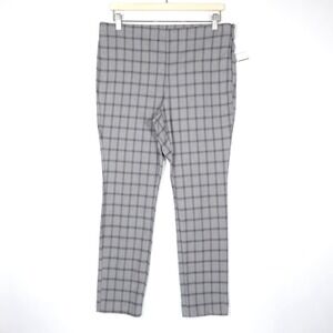 Worthington Women's Slim Leg Invisible Zip Stretch Plaid Pants Gray‎ Size 12